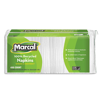 Marcal® 100% Recycled Lunch Napkins, 1-ply, 11.4 X 12.5, White, 400-pack freeshipping - TVN Wholesale